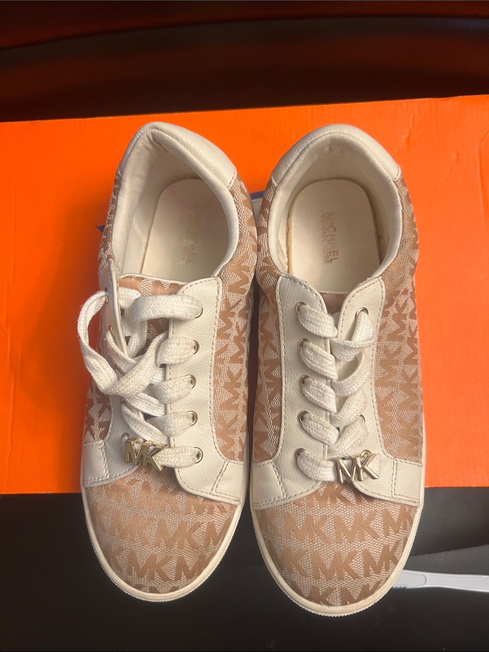 Michael Kors Beige Logo Low-Top Sneakers